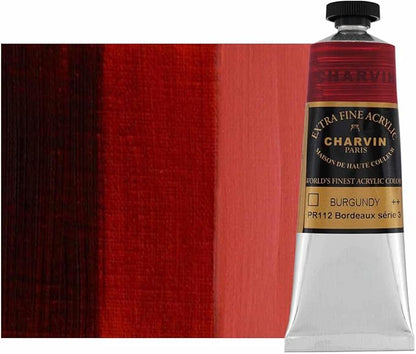 Charvin Extra Fine Professional Acrylic Paint - Burgundy, 60ml Tube, Triple-Milled, Lightfast Pigments, Open Stock Artist Acrylic Paints in Nature-Inspired Hues