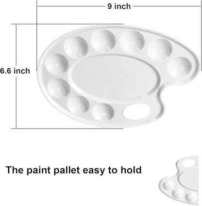 Hulameda Update 30pcs Paint Tray Palettes,Plastic Paint Tray Palette,Paint Palettes,Paint Pallets with 9 Wells for Adults & Kids, or Painting or DIY Craft Class,White