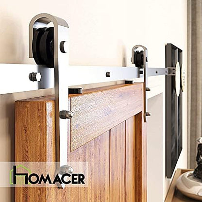 Homacer Brushed Nickel Non-Bypass Sliding Barn Door Hardware Kit, - Image 6