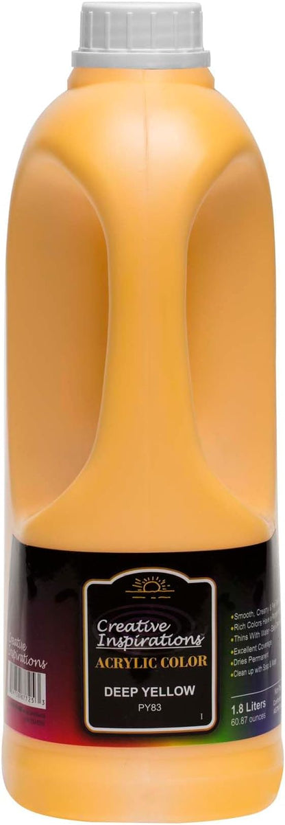 Creative Inspirations Acrylic Paint - Deep Yellow - 1.8 Liter - Smooth & Creamy Consistency, Vibrant Pigmentation, Great Coverage for Artists - Clean Up with Soap & Water