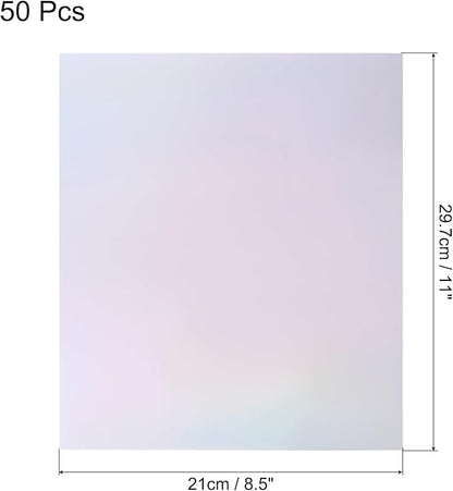 MECCANIXITY 50 Pack Toner Reactive Foil ,Deco Foil Transfer Sheets 8.5"x11" A4 Hot Foil Paper for Laser Printer Scrapbooking Heat Transfer DIY Craft,Laser Silver