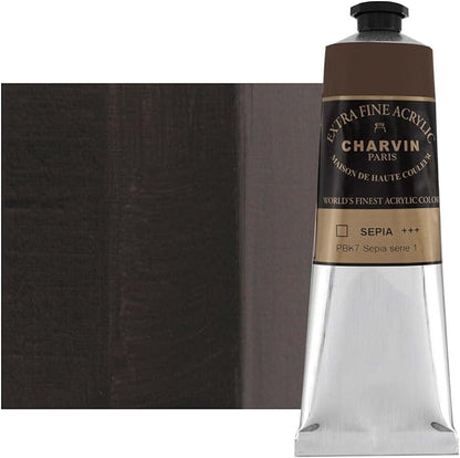 Charvin Extra Fine Professional Acrylic Paint - Sepia, 150ml Tube, Triple-Milled, Lightfast Pigments, Open Stock Artist Acrylic Paints in Nature-Inspired Hues