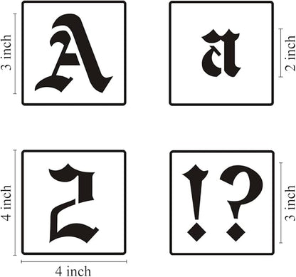 3 Inch Alphabet Letter Stencils for Painting - 70 Pack Old English Letter Stencil Templates with Numbers and Signs for Painting on Wood, Reusable Letters Stencils for Chalkboard Wood Signs & Wall Art