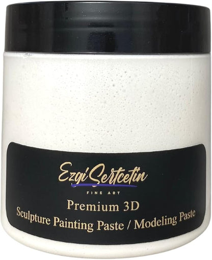 3D Sculpture Painting Paste|Texture Paste|Decorative Plaster|Ready to Use|Unique Colors|Ideal for Artwork|Stencil|Flowers|Texture|Art Relief| 6 oz (Metallic White)