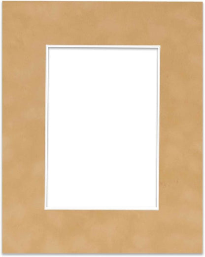 Poster Palooza 8x10 Mat Bevel Cut for 6x8 Photos - Acid Free Beige Suede Precut Matboard - for Pictures, Photos, Framing - 4-ply Thickness