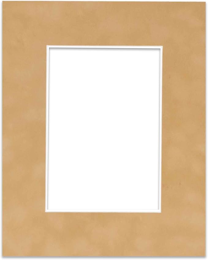 Pack of 25 Acid Free 8x10 Mats Bevel Cut for 5x8 Photos - Beige Suede Precut Matboards For Pictures, Photos, Framing - 4-ply Thickness