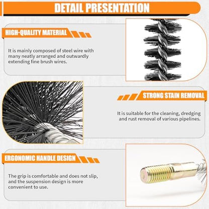 2.5" Dia Stainless Steel Cylinder Bores Wire Round Tube Cleaning Brush 65mm - Image 3