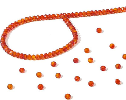 Natural Red Agate Beads 4x2mm 120pcs Faceted Rondelle Loose Semi Gemstone Beads for Jewelry Making Design