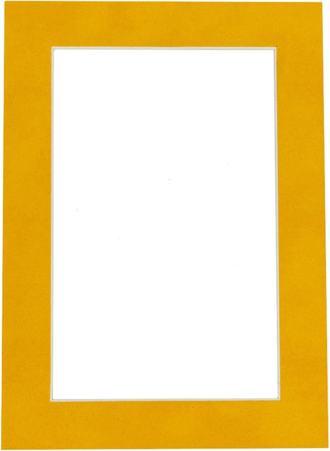 Pack of Ten Acid Free 8x10 Mats Bevel Cut for 5x8 Photos - Bright Yellow Precut Matboards With Backing Boards and Self Seal Photo Mat Bags For Pictures, Photos, Framing - 4-ply Thickness
