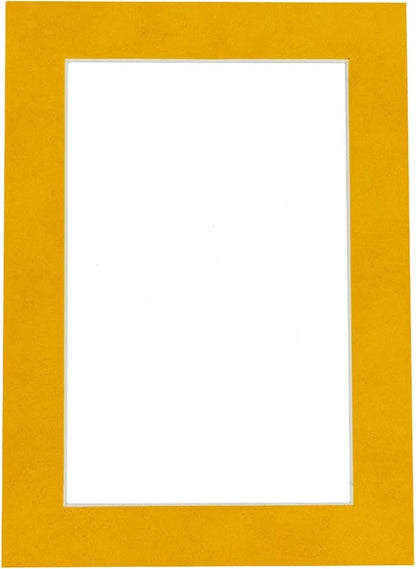 Pack of 25 Acid Free 11x14 Mats Bevel Cut for 8.5x11 Photos - Bright Yellow Precut Matboards With Backing Boards and Clear Photo Mat Bags For Pictures, Photos, Framing - 4-ply Thickness