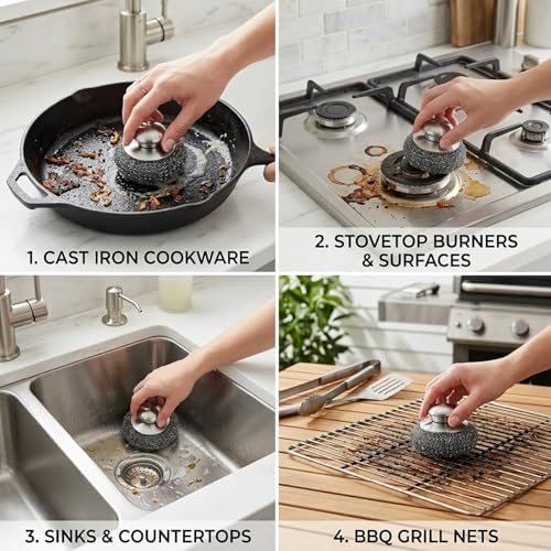 Steel Wool Scrubber, Stubborn Messes on Cookware, Oven & Kitchen Sinks - Image 3