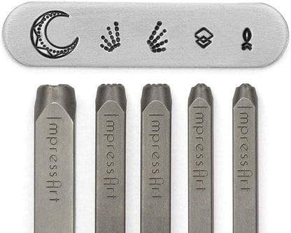 ImpressArt - Signature Geometric Mandala Metal Stamp Pack, Steel Punches for Metal Stamping (Pack of 5)