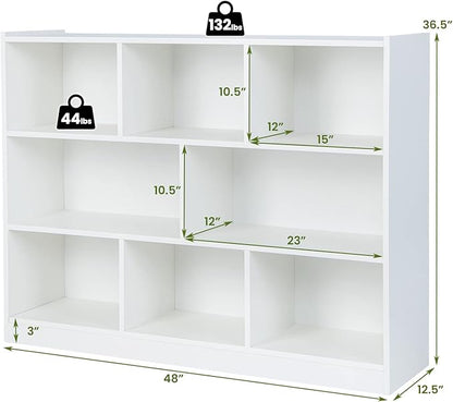 Giantex 8 Cube Bookcase, Freestanding 3-Tier Open Bookshelf, Modern Storage Display Cabinet, Wood Cube Storage Organizer for Living Room, Kid’s Room, White