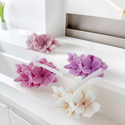3D Cherry Blossom Candle Mold Scented Candles Flower Silicone Molds for Resin DIY Epoxy Gypsum Crafts Handmade Soap Candle Making Supplies Chocolate Pastry Fondant Cake Decoration Floral Silicone Mold