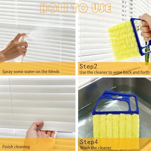 2 Pcs Blinds Cleaner Duster Tool 7 Finger Microfiber Washable Blind Cleaner - Image 4