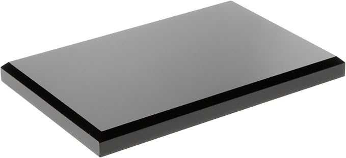 Plymor Black Acrylic Rectangular Beveled Display Base, 6" W x 4" D x 0.5" H