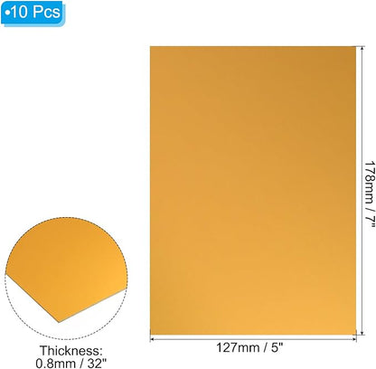 PATIKIL 7x5x1/32inch Anodized Aluminum Sheet, 10Pcs Metal Rectangle Aluminum Plate 0.8mm Thick Engraving Blanks for Laser Engraving DIY Decorative Crafting Home Decoration, Yellow