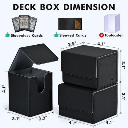 ZLCA Card Deck Box for Trading Cards, MTG YuGiOh Deck Case Holds 100+ Single Sleeved Cards, PU Leather Magnetic Card Storage Box Fits for TCG CCG (White& Purple)