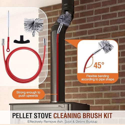 4 Inch Pellet Stove Pipe Cleaning Brush Kit, 10 FT Flexible Steel Rod - Image 3