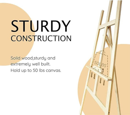 Wooden Painting Easel Stand, Adjustable＆Folds Flat for Storage, Ideal for Painting, Office Presentations, Posters, Signage