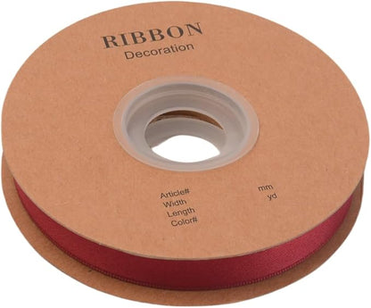 Double Side Satin Ribbon, Continuous 20 Yards,Use for Craft Bows Bouquet, Gift Wrapping, Wedding Decoration, Floral Arrangement (Burgandy, 5/8 inch)