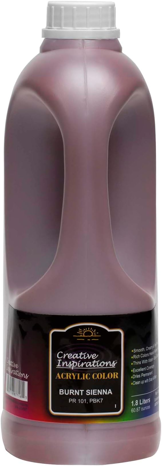 Creative Inspirations Acrylic Paint - Burnt Sienna - 1.8 Liter - Smooth & Creamy Consistency, Vibrant Pigmentation, Great Coverage for Artists - Clean Up with Soap & Water