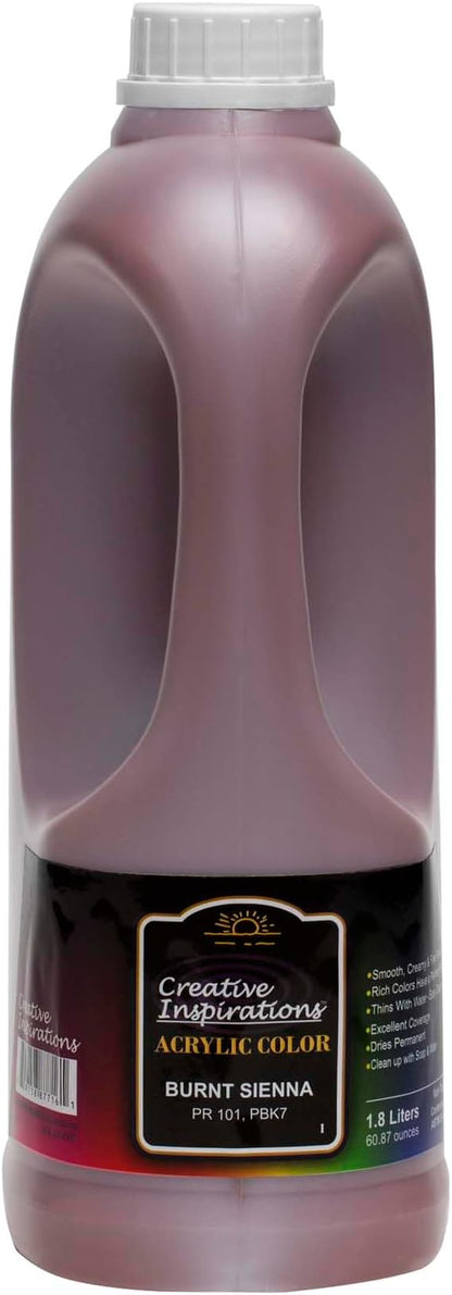 Creative Inspirations Acrylic Paint - Burnt Sienna - 1.8 Liter - Smooth & Creamy Consistency, Vibrant Pigmentation, Great Coverage for Artists - Clean Up with Soap & Water