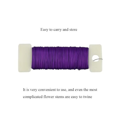 HAHIYO 26Gauge Purple Metal Floral Wire - 1 Roll, 38 Yards (115 Feet) - Flexible Paddle Wire for Craft, Christmas Wreath, Flower Arrangement, Bouquet Wrapping, Wedding, DIY