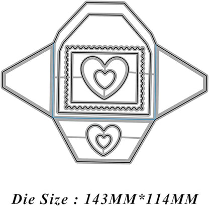 Cutting Dies Metal Stencils Scrapbooking Tools Flowers Lace Frame DIY Embossing Template for Paper Card Making Album Arts Crafts Supplies (Frame 1-Love envelope-14.3x11.3cm)