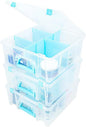 ArtBin 6990RH-AMZ Super Satchel Double Deep Compartment Box - Art Storage with 8 Removable Compartments, Smart Closure for Craft Supplies (Aqua- Pack of 3)