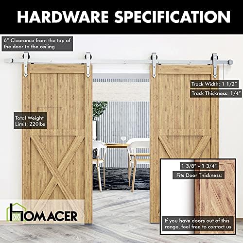 Homacer Brushed Nickel Non-Bypass Sliding Barn Door Hardware Kit, - Image 5