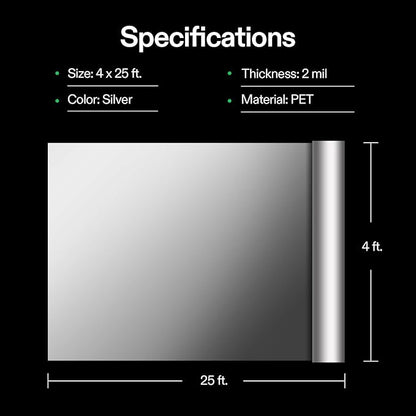 VIVOSUN Highly Reflective Mylar Film Roll 4FT x 25FT for Outdoor Grow Room Indoor Decoration Aluminum Paint Coated 2 Mil Silver