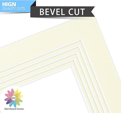 Mat Board Center, Pack of 10, 5x7 for 4x6 Ivory Color Mats - Bevel Cut, Acid Free, 4-ply Thickness, White Core - for Pictures, Photos, Framing