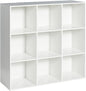 Wooden 9-Cube Storage Organizer with Closed Back Panel, 11in Cube Shelf Opening, Bookshelf, Display Shelf,Closet Cabinet for Home and Office,Embossed White