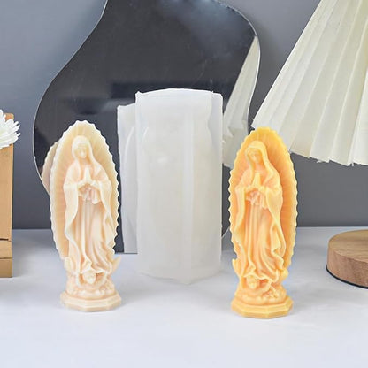 Virgin Mary Silicone Candle Molds, Religious 3D Virgin Mary Statue Molds for Resin Casting, DIY Aromatherapy Candles Wax and Plaster Epoxy Polymer Concrete Clay Sculpture Home Decoration