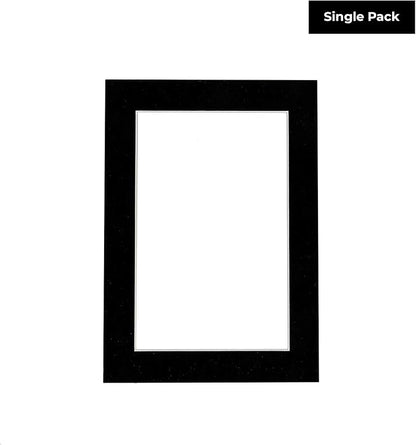 8.5x11 Mat Bevel Cut for 7x9 Photos - Acid Free Black Suede Precut Matboard with Backing Board and Crystal Clear, Self Seal Photo Mat Bag - for Pictures, Photos, Framing - 4-ply Thickness