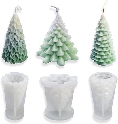 Christmas Tree Silicone Mold 3D Candle Molds for Making Tree Shaped Silicone Epoxy Resin Mold 3D Christmas Pine Tree Silicone Mold for Epoxy Resin Casting DIY Aromatherapy Candles Wax Gift Decoration