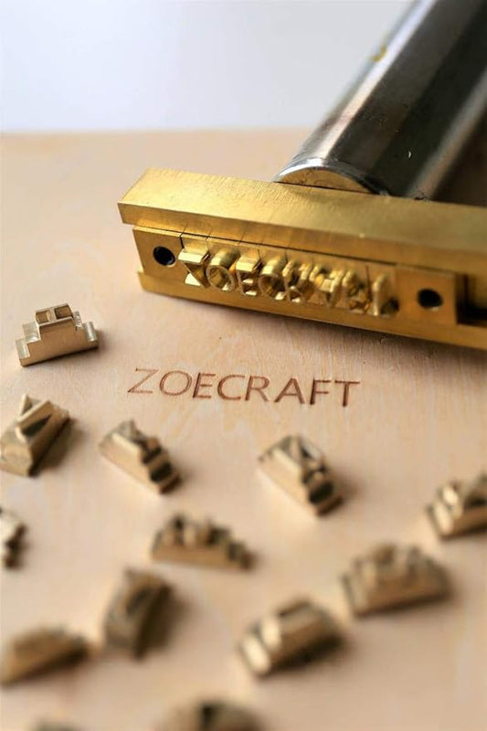 26 Interchangeable Alphabet & Number Mold Set with T-Slot Holder | Custom Brass Engraving Tools for Leather, Wood, Hot Foil Machines | DIY Symbol Dies, Stamping Imprint Templates (Set F)