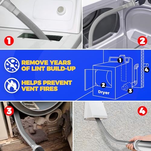 Holikme Dryer Vent Cleaner Kit, Vacuum Hose Attachment - Image 3