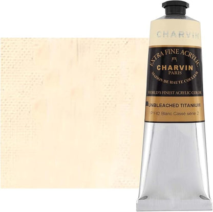 Charvin Extra Fine Professional Artist Acrylic Paint Colors, Nature Themed Hues, 150ml Unbleached Titanium