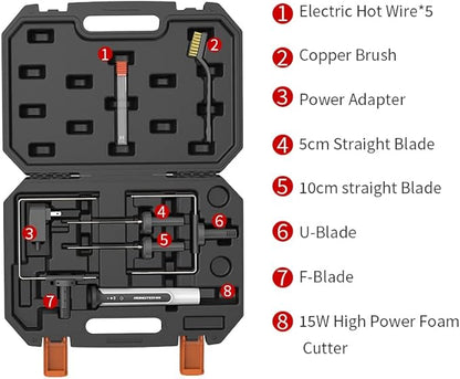4 in 1 Hot Wire Electric Foam Cutter Kit, Styrofoam Cutting Tool 15W/ 6V with Case, Heated Foam Carving Knife Kit (Toolbox White)