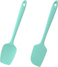 2-Piece Silicone Scraper & Spoon Spatulas: Doosu 600°F Heat Resistant Food Grade BPA Free Rubber Baking Flat Spatula Kitchen Cooking Spoonula for Mixing Scraping Folding Stirring Serving (Aqua Sky)