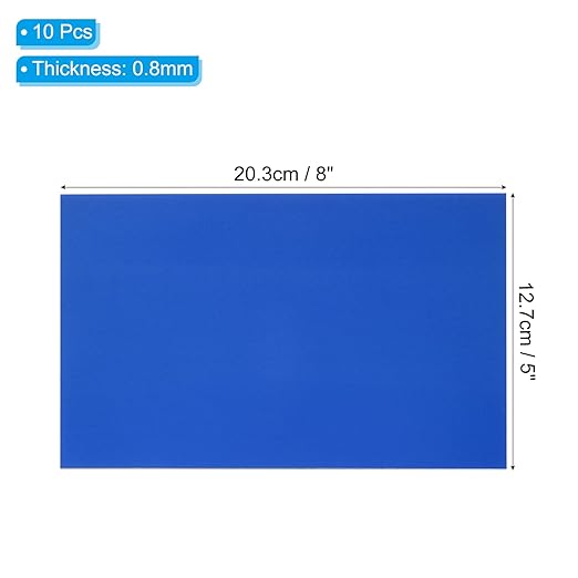 PATIKIL 5x8 Inch Anodized Aluminum Sheet Metal, 10Pcs Laser Plates Engraving Blanks 0.5MM Thin Rectangle for Crafting DIY House Laser Engraving, Blue