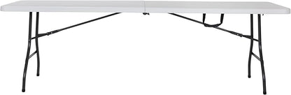 COSCO Fold-in-Half Banquet Table w/Handle, 8ft, White