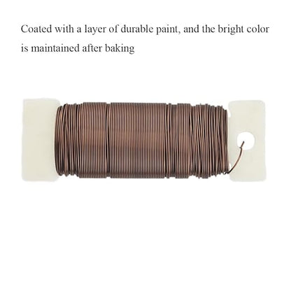 HAHIYO 22Gauge Coffee Color Metal Floral Wire - 1 Roll, 38 Yards (115 Feet) - Flexible Paddle Wire for Craft, Christmas Wreath, Flower Arrangement, Bouquet Wrapping, Wedding, DIY