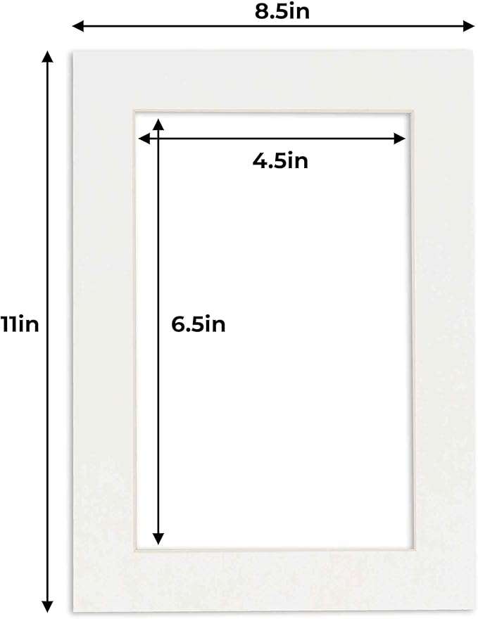 5x7 Mat for 8.5x11 Frame - Precut Mat Board Acid-Free Textured White 5x7 Photo Matte For a 8.5x11 Picture Frame, Premium Matboard for Family Photos, Show Kits, Art, Picture Framing, Pack of 1 Mat
