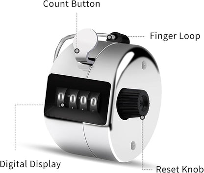 12 Pcs Hand Tally Counter 4-Digit Lap Counter Clicker, Manual Mechanical Handheld Pitch Click Counter with Finger Ring for School Golf & Knitting Row Croche