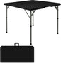 34" Square Folding Table,Multi-Functional Portable Folding Card Table with Carrying Handle for Indoor Outdoor Camping,Picnic, Office, Party Use, HDPE Plastic Tabletop with Metal Frame(Black)