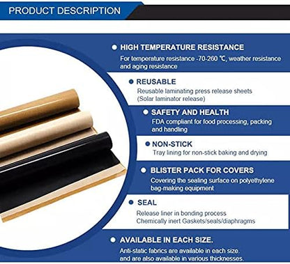 6pcs 16" x 20" PTFE Coated Sheet, Fiberglass Fabric, 5 Mil Heat Press Cover Reusable Sheets for Heat Transfer Print, Bulk Tool