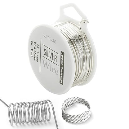 UTILE 18 20 22 24 Gauge 90 ft 99.9% Pure Soft Copper Wire for Electroculture Gardening, Jewelry Making, Crafting Wire Bendable, Plant Wire (Silver 22)